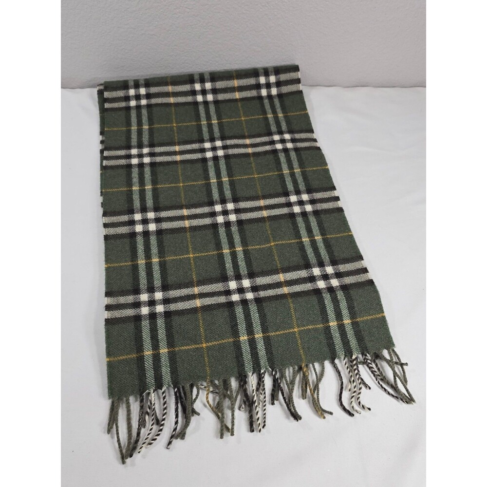 REINE SCHURWOLL 100% pure new wool scarf Green/ Black Plaid 61in